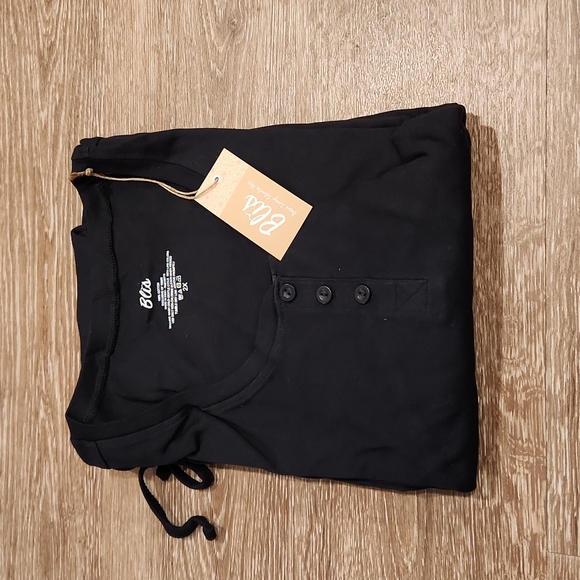 Black Satin-Trim Long-Sleeve Henley & Drawstring Joggers - Picture 2 of 5